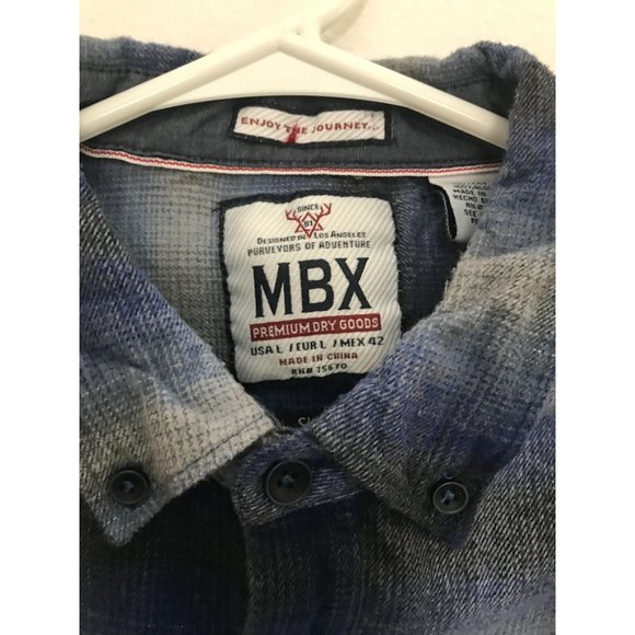 MBX Mens L Blue Slim Fit Plaid Shirt *11 - Picture 6 of 6
